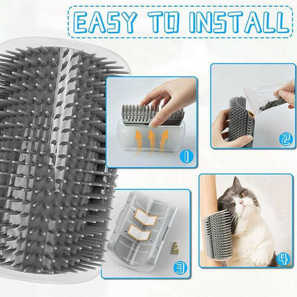 Pet Cat Self Massage Brush Comb Scratcher Wall Corner Self Groomer Grooming Toys - Aimall