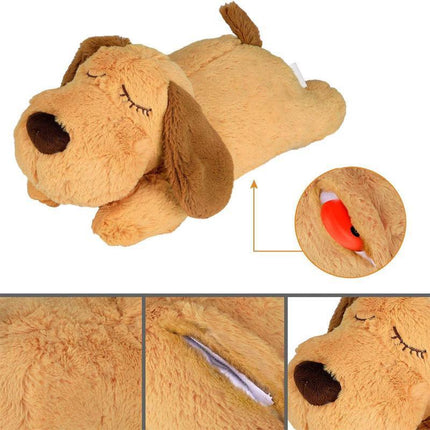 Pet Puppy Cat Soft Plush Toy Heartbeat Sleeping Buddy Dog Behavioral Anxiety Aid - Aimall