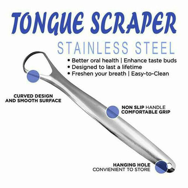 Stainless Steel Tongue Tounge Cleaner Scraper Dental Care Oral Hygiene Mouth Kit - Aimall