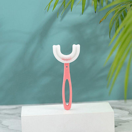 Children U Shaped Toothbrush Soft Silicone Head Brush 360° Oral Teeth Cleaning - Aimall