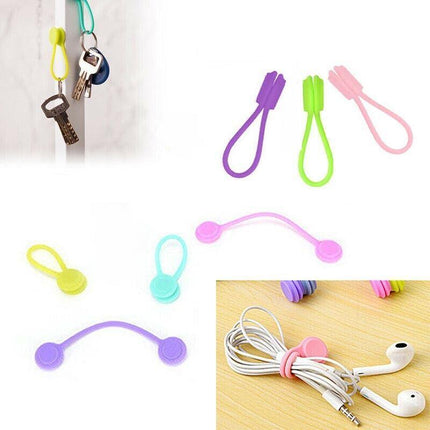 10Pcs Magnetic Tie Cable Organiser Headphone Earphone Cord Winder Holder Clip AU - Aimall