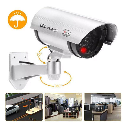 2PCS Solar Power Dummy Fake Security CCTV Camera LED Light Surveillance Outdoor - Aimall
