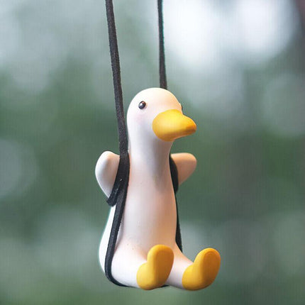 Car Pendant Cute Anime Little Duck Swing Auto Rearview Mirror Hanging Ornament - Aimall