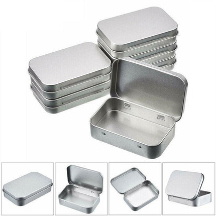 6PCS Metal Hinged Tin Box Container Blank Portable Small Storage Container Case - Aimall