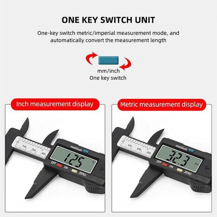 Electronic Digital Vernier Caliper 150mm 6'' Inch Micrometer Gauge Carbon Fiber - Aimall