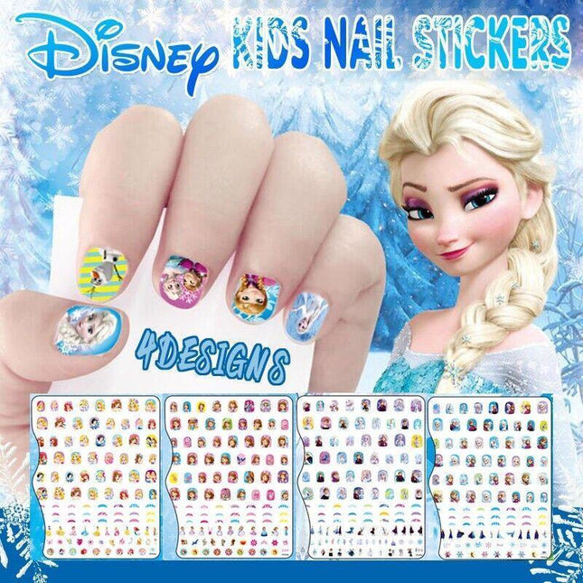 100Pcs Deluxe Girl Nail Patch Set Super Pan Ice Princess Cartoon Nail Patch Au Aimall