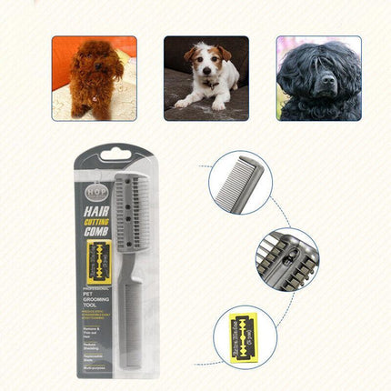 2 Sided Razor Clipper Comb Pet Hair Trimmer Grooming Cutter Dogs Cats Puppy AU - Aimall