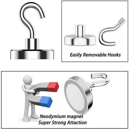 12x Strong Rare Earth Neodymium N38 Magnetic Hanger Holder Magnet Hooks AU 2.0kg - Aimall