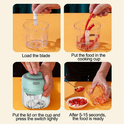 250ML USB Rechargeable Mini Food Garlic Grinder Electric Garlic Chopper Cordless - Aimall