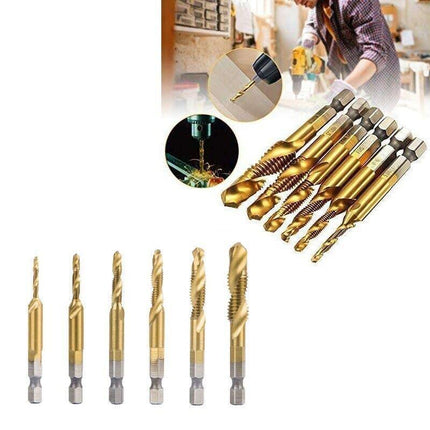 6X HSS Hex Shank Tap Drill Bits Metric Thread Screw Compound Tapping Set Tool - Aimall