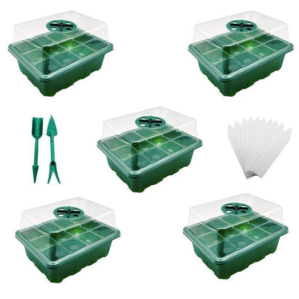 3/5/10 Set 12 Hole Plant Seed Grow Box Propagation Nursery Seedling Starter Tray - Aimall