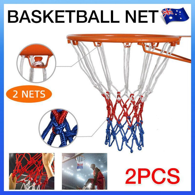 2PCS All-Weather Basketball Net Red+White+Blue Tri-Color Basketball Hoop Net AU - Aimall