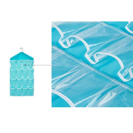 16 Pockets Organizer Clear Hanger Wardrobe Storage Bag Hanging Socks Rack Holder - Aimall