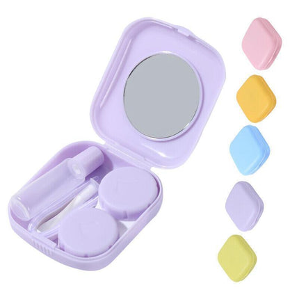 Pocket Plastic Mini Contact Lens Case Kit Outdoor Travel Holder Mirror Container - Aimall