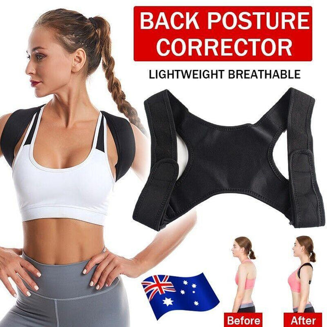 Posture Corrector Women Men Shoulder Brace Back Support Strap Belt Adjustable - Aimall