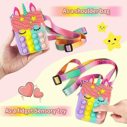 Pop it Shoulder Bag for Girls and Women Unicorn Pop Purse Bags for Kids Autism - Aimall