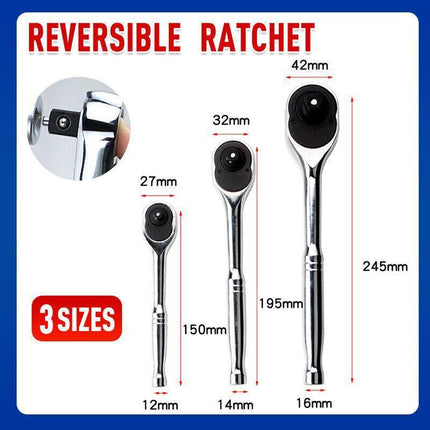 1/4" 3/8" 1/2" Ratchet Wrench Handle Drive Socket Spanner Quick Release Heavy AU - Aimall