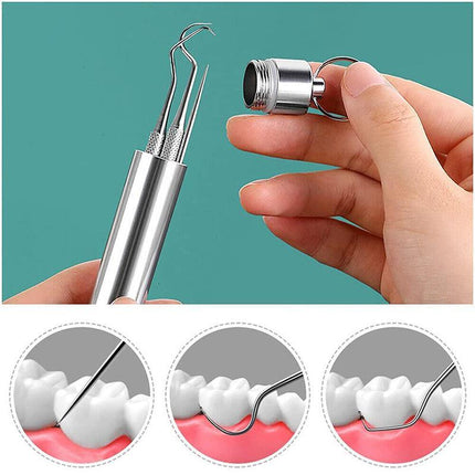 8pcs Stainless Steel Toothpick Set Metal Flossing Portable Toothpick Box Holder - Aimall