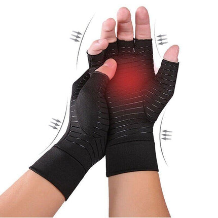 Compression Copper Arthritis Gloves Hand Wrist Brace Finger Pain Relief Support - Aimall