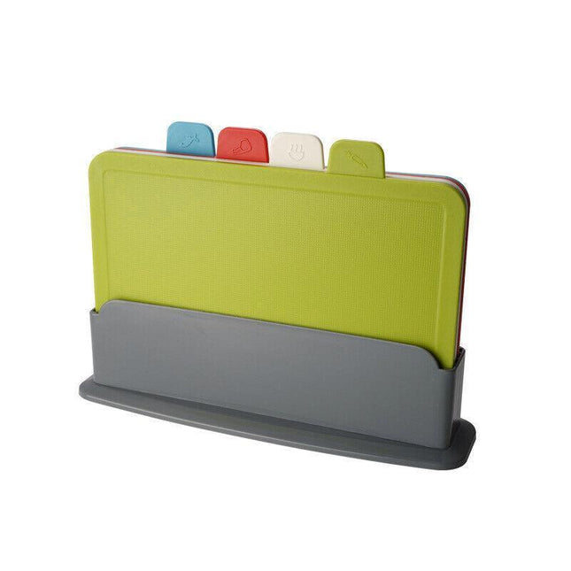 Coloured Chopping Board Set Cutting Boards Index With Stand Holder Juice Grooves - Aimall