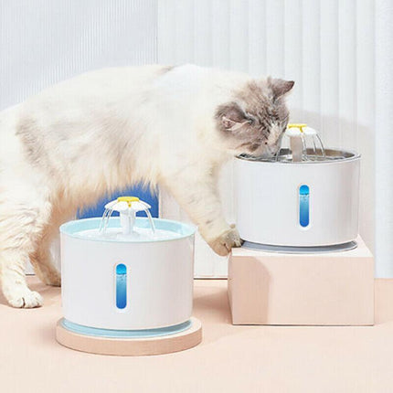 LED Automatic Electric Pet Water Fountain Cat/Dog Drinking Bowl Waterfall 2.4LAU - Aimall