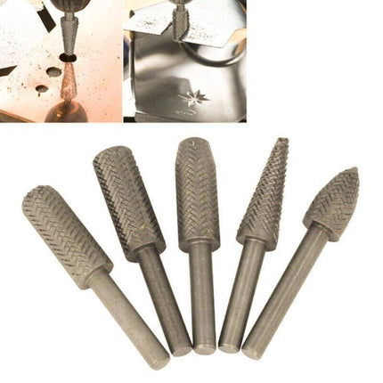 5PCS Metal Cutter Drill Bits Rotary Bits Rasp For Steel Grinding Carving AUStock - Aimall