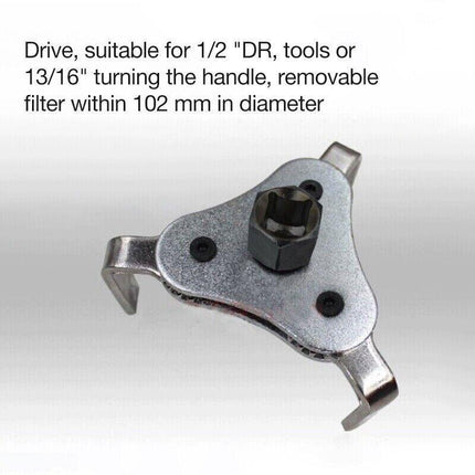 3 Leg Oil Filter Removal Wrench Tool Auto Engine- 1/2" & 7/8'' Drive 60mm-110mm - Aimall