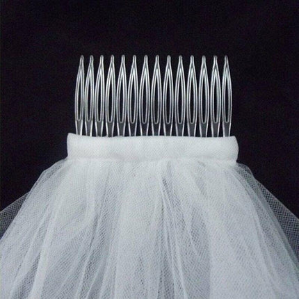 Women Bridal Wedding 2-Tier Veil With Satin Edge Comb Hen's Night White Ivory AU - Aimall