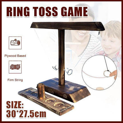 Wooden Hook and Ring Toss Game Shot Ladder for 2 People Party Bar Drinking Toy - Aimall