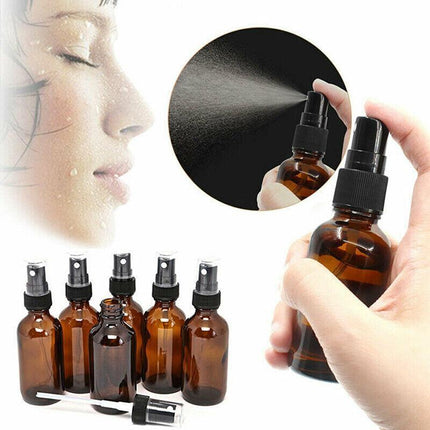 30-100ml Amber Glass Essential Oil Spray Roller Bottles Mist Sprayer Containers - Aimall