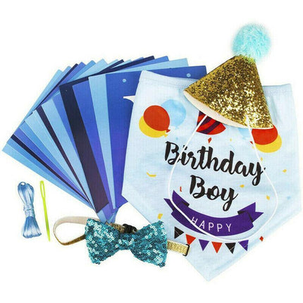 Dog Pet Happy Birthday Banner Hat Headwear Bandana Neckerchief Ties Party Decor - Aimall
