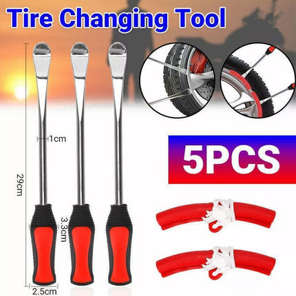 5x Tyre Levers Spoon Tire Irons Motorcycle Tool Kit Motorbike Outdoor Repair Set - Aimall