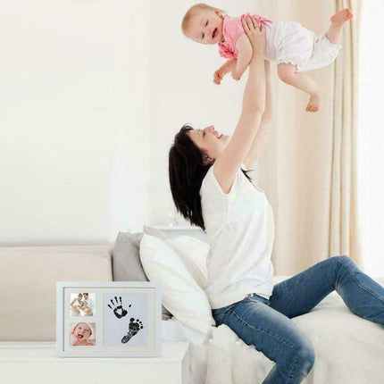 Baby Hand Footprint Photo Frame Kit Pet Safe Inkless Wipe Newborn Print Gift New - Aimall