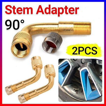 Valve Extension Tyre Stem Adapter Core Cap 90° Angle Car Bike Truck Brass 2 PCS - Aimall