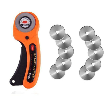 Rotary Cutter Professional Quilting Roller Fabric Cutting Tool+10PCS Blades 45mm - Aimall