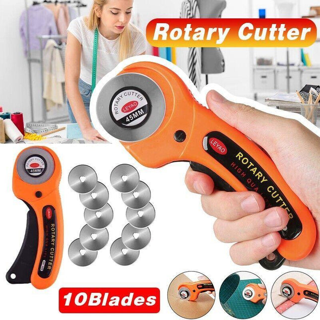 Rotary Cutter Professional Quilting Roller Fabric Cutting Tool+10PCS Blades 45mm - Aimall
