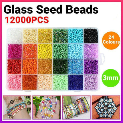 12000PCS 3mm Glass Seed Beads 24 Colors Loose Beads Kit Bracelet Beads AU Stock - Aimall