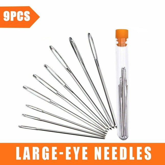 9x Large Eye Blunt Needles Wool Thick Knitter Yarn Hand Sewing Darning Craft Set - Aimall