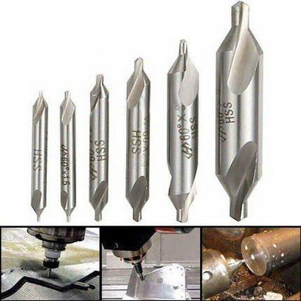 6PCS Combined Center Drill Countersink Bit Lathe Mill Tackle Kit High Speed AU - Aimall