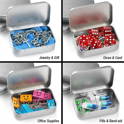 6PCS Metal Hinged Tin Box Container Blank Portable Small Storage Container Case - Aimall