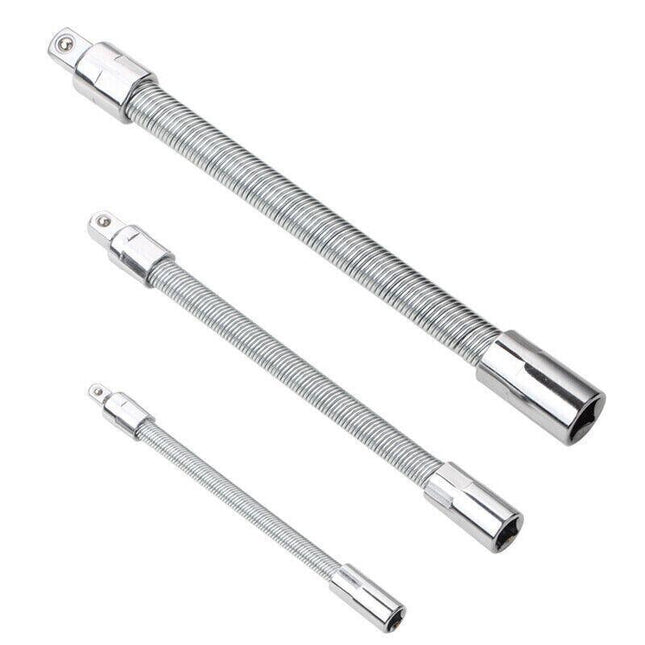 3PCS Flexible Socket Extension Bars Shaft Set 1/2" 1/4" 3/8" Dr. 6" 8" 10" Long - Aimall