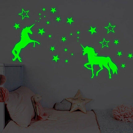 Unicorn Glow In The Dark Stars Wall Stickers Kids Bedroom Decals DIY Decor - Aimall