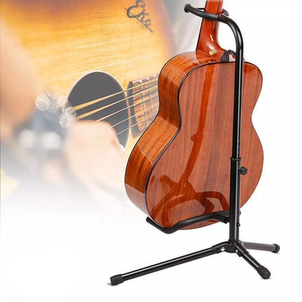 New Folding Electric Acoustic Bass Tripod Guitar Padded Stand Floor Rack Holder - Aimall