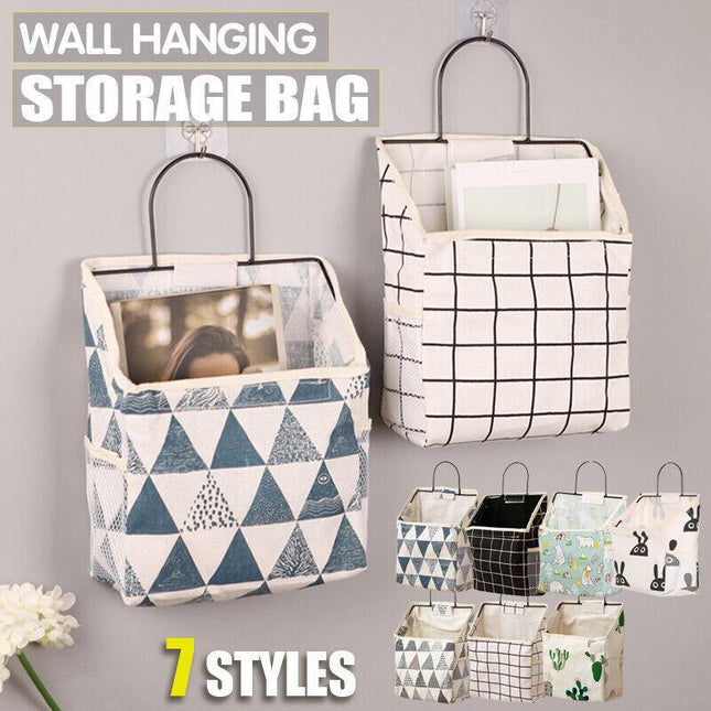 Wall Hanging Storage Bag Home Wardrobe Organiser Pouch Book Holder Phone Pocket - Aimall