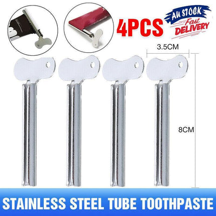 4X Stainless Steel Tube Toothpaste Squeezer Easy Key Dispenser Rolling Holder AU - Aimall