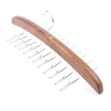 Tie Belt Scarf 24 Hooks Hanger Rack Clip Organiser Holder Storage Wood - Aimall