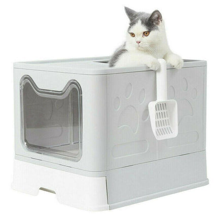 Self-Cleaning Hooded Cat Litter Box Enclosed Large Kitty Toilet Box Tray Refills - Aimall