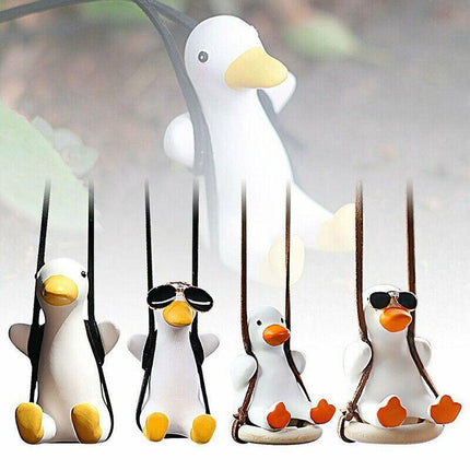 Car Pendant Cute Anime Little Duck Swing Auto Rearview Mirror Hanging Ornament - Aimall