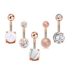 5PCS Belly Bar Piercing Ring Crystal Zircon Surgical Steel Silver Jewellery - Aimall