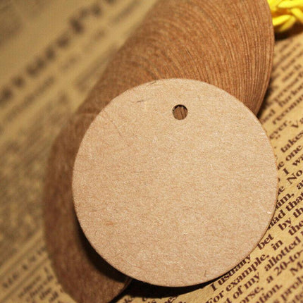 200PCS Kraft Paper Tags Round 5X5 cm Brown Card Cardboard Wedding Party Gift DIY - Aimall